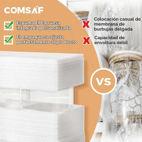 Vista 3 de ComSaf Recipientes de almacenamiento de alimentos con tapas herméticas, juego de 6, recipiente de vidrio transparente con tapa de sellado