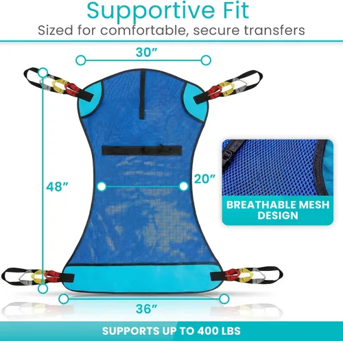 Vista 10 de Vive Patient Lift Sling - Eslinga de transferencia de malla para ducha y uso doméstico