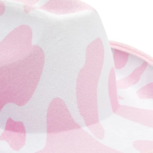 Vista 6 de Zodaca Sombreros de vaquero para mujeres y hombres, talla única, sombrero de vaquera con estampado de vaca rosa, espuma EVA suave y terciopelo