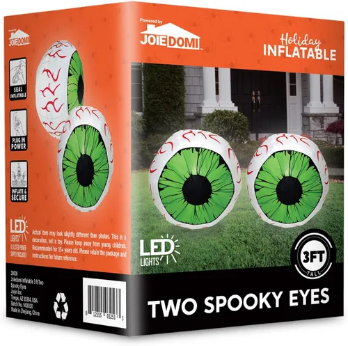 Vista 9 de Joiedomi Paquete de 2 ojos inflables de Halloween de 3 pies, LED, decoración interior y exterior Inflado rápido y diseño resistente a la intemperie