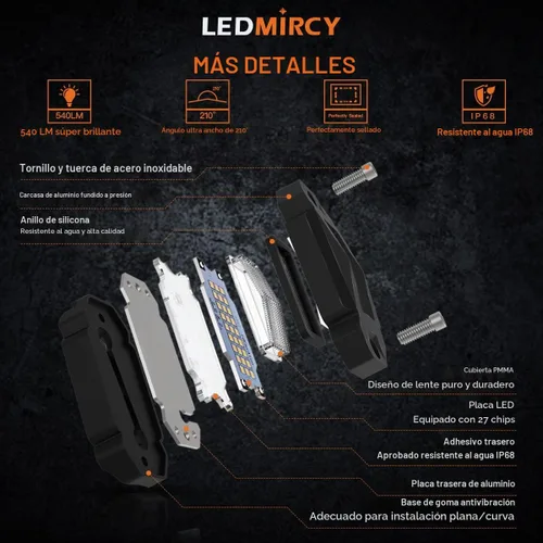 Vista 4 de LEDMIRCY Kit de luces de roca blanca pura con interruptor arnés de cable, 12 luces LED de roca blancas para camiones todoterreno, ATV, UTV, SUV