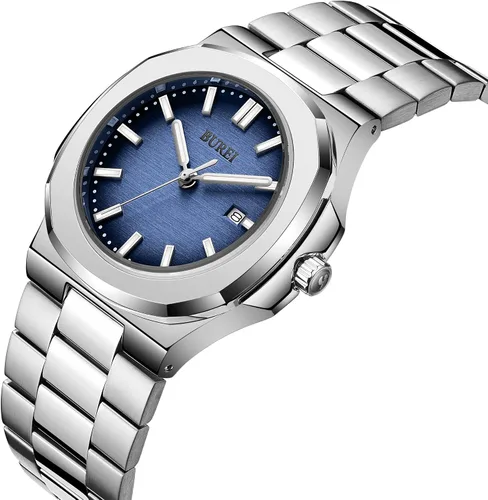 Vista 2 de BUREI Men Watches Gifts for Men Fashion Stainless Steel Analog Quartz Waterproof Watches for Mens
