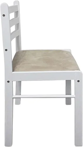Vista 5 de White Farmhouse Dining Chairs Set of 4 Solid Rubber Wood Upholstered Velvet Kitchen Chairs with Square Backrest and Soft Cushion for Dining Room