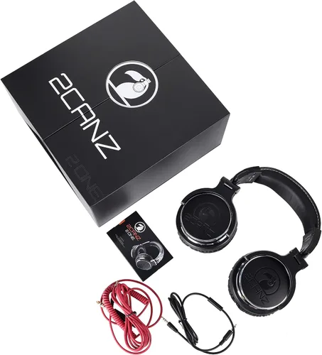 Vista 6 de 2CANZ Auriculares profesionales con cable para DJ, controladores de neodimio de 1.969 in, parte trasera cerrada, almohadillas de felpa Comfrasoft