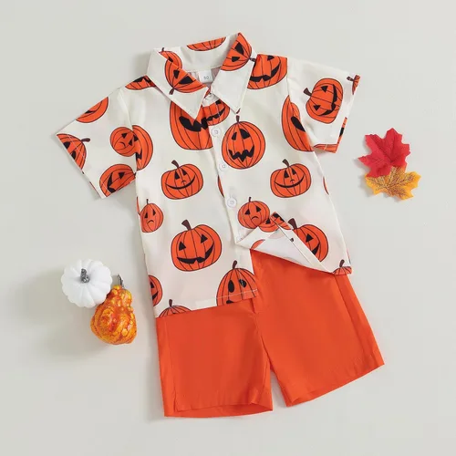 Vista 2 de DNOMAID YZARC Conjunto de 2 piezas de camiseta de manga corta con botones y pantalones cortos para bebé niño
