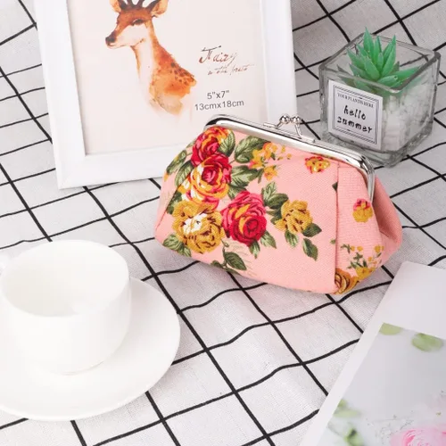 Vista 5 de Oyachic Monedero estampado vintage con hebilla y cierre de broche floral para mujeres y niñas