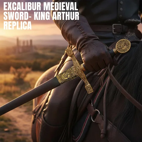 Vista 3 de SZCO Supplies Espada Excalibur de oro, negro