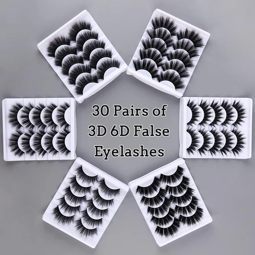 Vista 8 de AROIC Kit de 30 Pares de Pestañas Postizas - Pestañas Voluminosas 3D 6D Wispy con 6 Estilos, Aspecto Natural Suave y Ligero, Pestañas Esponjosas