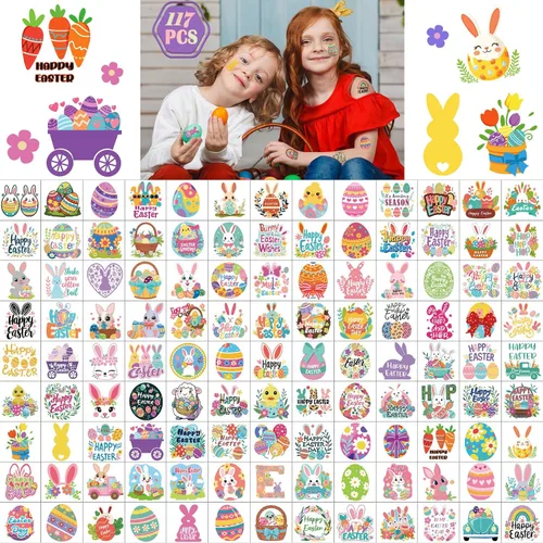 Vista 12 de Yazhiji 36 hojas de tatuajes temporales para niños, niñas, adultos, grandes recuerdos de fiesta y decoraciones
