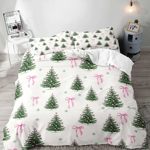 Vista 27 de LUVIVIHOME 2 piezas de funda de edredón de Navidad, juego de ropa de cama individual, ropa de cama rústica de cabaña, colcha de Navidad y Día