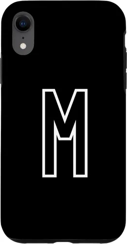 Vista 23 de Funda con monograma inicial favorita para iPhone 13 Pro Max Letra M, color blanco y negro