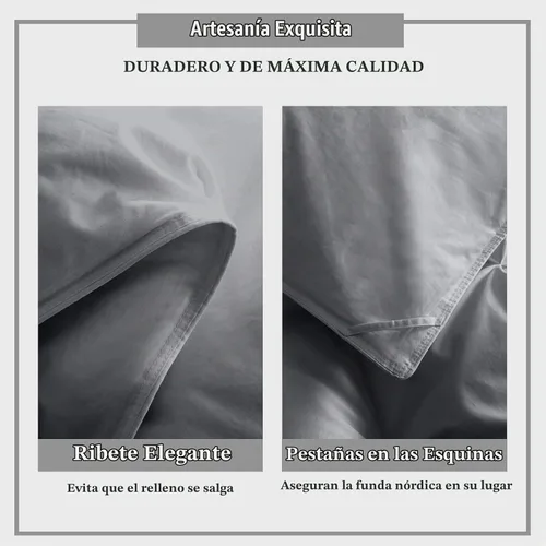 Vista 6 de puredown® Edredón de plumón de ganso gris tamaño individual 800 poder de relleno, 100% algodón para todas las estaciones, relleno de edredón