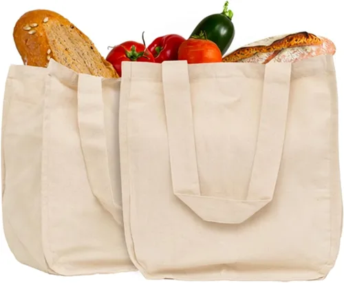 Vista 10 de Best Canvas Grocery Shopping Bags - Cloth Grocery Tote Bags - Reusable Cotton Grocery Tote Bags with Bottle Sleeves