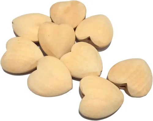 Vista 6 de 100 cuentas de corazones de madera natural de 0.787 pulgadas sin terminar con agujeros, materiales de madera ecológicos para llavero, bricolaje