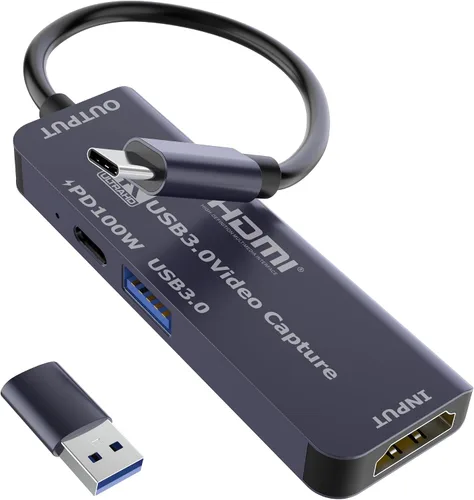 Vista 10 de Tarjeta de captura de video HDMI 4K 60Hz salida, HDMI a USB 3.0 A y USB C tarjeta de captura para cámara/Xbox/PS5/4/PC/OBS/Switch 2 Azul