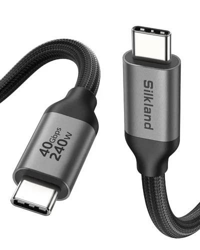Vista 12 de Silkland Cable USB 4 de 40 Gbps para Thunderbolt 4 de 4 pies, 240 W PD3.1