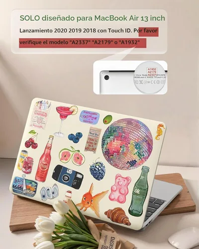 Vista 2 de iCasso - Funda para MacBook Air de 13 pulgadas, diseño de pegatinas vintage 2020 A2337 M1 Macbook Air 13 pulgadas protectora de plástico duro