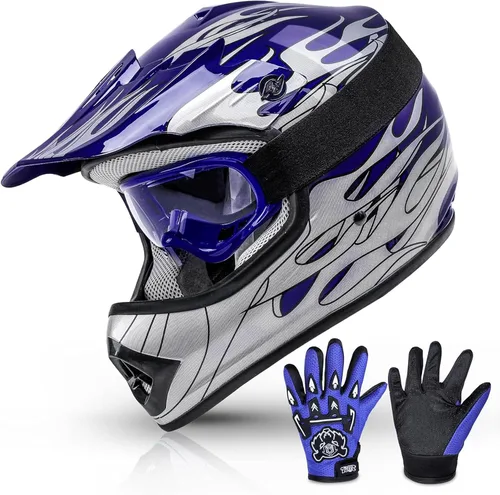 Vista 18 de TCMT Casco de motocross para niños y jóvenes, color negro, casco de motocross, motocross, moto de calle, karting, BMX, MX, ATV, casco de cara