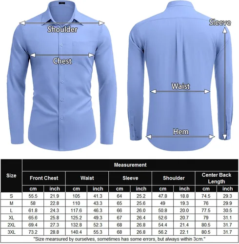 Vista 6 de COOFANDY Camisa de vestir Oxford de manga larga con botones para hombre, casual, ajuste regular