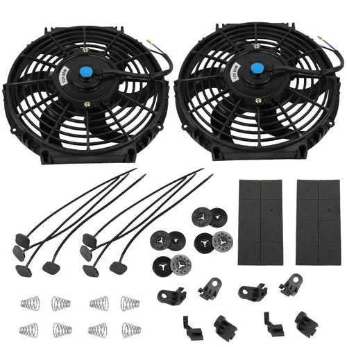 Vista 12 de JDMSPEED Nuevo ventilador universal delgado de 12V para radiador eléctrico, empuje/tirar, 7" de pulgada, kit de montaje negro, 10 aspas