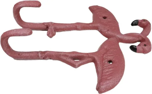 Vista 2 de Ebros Gift Paquete de 2 figuras decorativas de pájaros flamencos rosados del paraíso tropical, 2 clavijas, gancho de doble pared, decoración