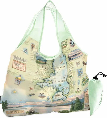 Vista 9 de Xplorer Maps Bolsa con asas – Bolsa de compras reutilizable para comestibles, plegable y lavable de nailon, resistente y compacta