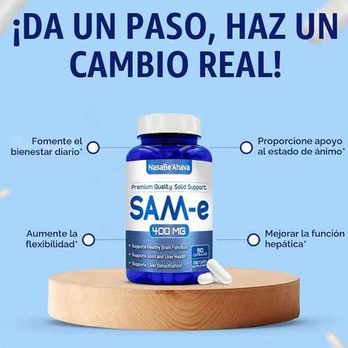 Vista 6 de SAM-E Suplemento de 400 mg Fácil absorción S-adenosil-L-metionina SAM-e 400mg para suplemento de apoyo óseo y estado de ánimo Fabricado
