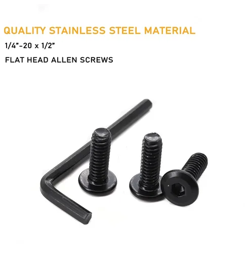Vista 2 de 20pcs 1/4"-20 x 1/2" Remache negro avellanado Tornillos de conexión de acero inoxidable 304