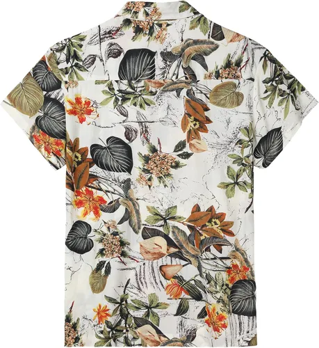 Vista 2 de milanpavilion Camisa hawaiana para hombre, camisa de verano con flores de playa, camisas de manga corta con botones para hombre