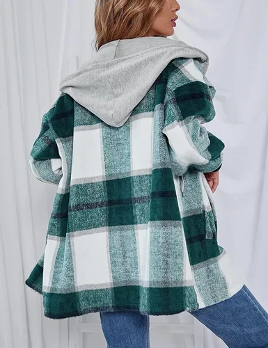 Vista 4 de Kedera Sudadera de franela con capucha para mujer de gran tamaño de manga larga estilo novio chamarras abrigos