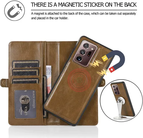 Vista 5 de Asuwish Funda de teléfono para Samsung Galaxy Note 20 Ultra Glaxay Note20 Plus 5G, funda desmontable con protector de pantalla, tarjetero con tapa
