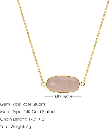 Vista 2 de Angelstones Collar con colgante de piedras preciosas naturales, collares de cristal curativo chapados en oro de 14 quilates para mujer