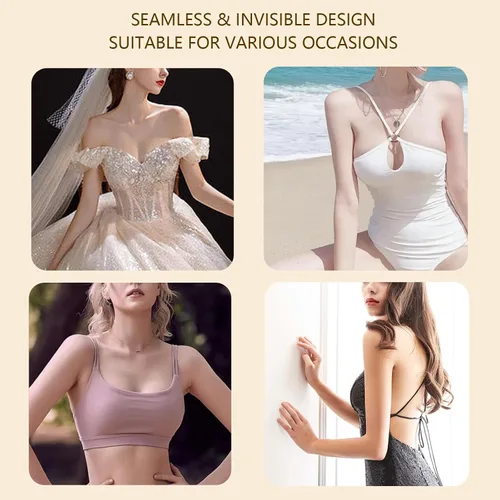 Vista 6 de YTXXDEUS Sujetador adhesivo de silicona para mujer, brasier adhesivo sin tirantes para mujer, brasier con levantamiento invisible para vestido sin