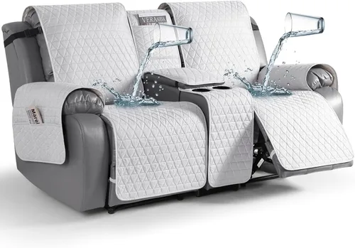 Vista 18 de TAOCOCO - Funda reclinable para sofá de 2 plazas con consola 100% impermeable, funda reclinable lavable antideslizante para 2 asientos, protector