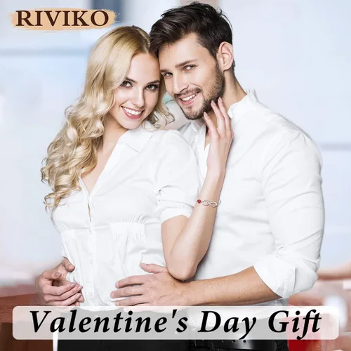 Vista 4 de RIVIKO Pulsera con dije de símbolo de corazón de amor infinito para mujer, plata de ley 925, ajustable, cumpleaños, Navidad, día de San Valentín