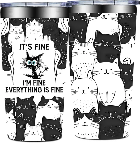Vista 9 de Grifarny Regalos para Amantes de Gatos para Mujeres - Regalo de Navidad, Cumpleaños para Amantes de Gatos - Regalos para Gatos Negros - Está Bien