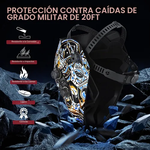 Vista 2 de ARCCAPTAIN - Casco de soldadura, pantalla grande de 3.94 x 3.66 pulgadas a color real, oscurecimiento automático, solar, 4 sensores de arco, rango