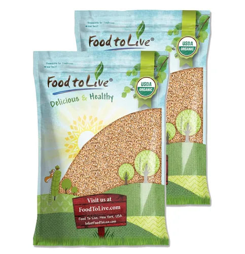 Vista 9 de Food to Live Farro orgánico de corte de acero italiano – Sin OMG, grano de trigo perlado agrietado, no irradiado, vegano, a granel. Fácil
