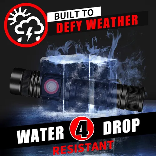 Vista 3 de DARKBEAM Linterna LED recargable USB de 2000 lúmenes altos, linternas de bolsillo pequeñas y brillantes, foco ajustable resistente al agua, luz