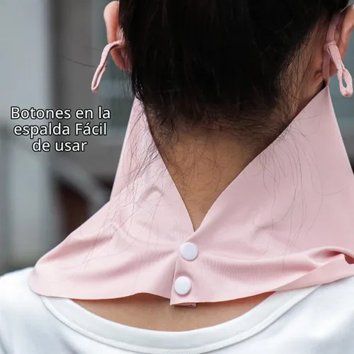 Vista 4 de Máscara de protección solar sin rastro, máscara de verano delgada transpirable con protección solar UV, cubierta facial con bucles para las orejas