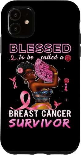Vista 8 de iPhone 13 Pro Max Camisas afroamericanas contra el cáncer de mama para mujeres Blessed Survivor Case