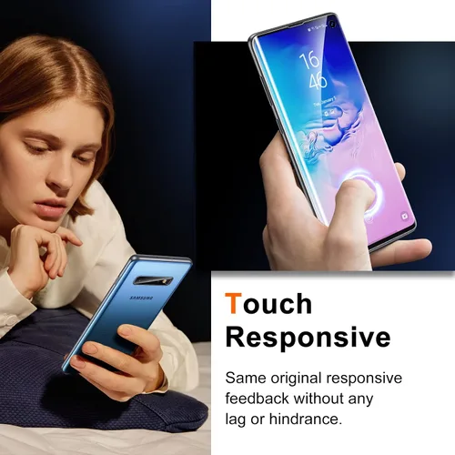 Vista 9 de [Paquete de 3+2] Unique Me compatible con Samsung Galaxy S10 de cobertura completa, protector de pantalla de TPU flexible y protector de lente