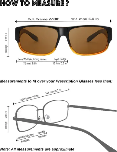 Vista 3 de The Fresh - Lentes de sol polarizados, de alta definición y envolventes para uso sobre anteojos - Estuche de piel para anteojos