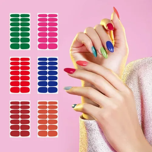 Vista 3 de 224 unidades de envolturas de uñas de color oscuro para mujer, tiras de esmalte de uñas autoadhesivas, tiras de uñas de gel, calcomanías de manicura
