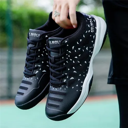Vista 4 de Jakcuz Zapatos de tenis de bádminton para mujer, zapatos de pickleball, squash, voleibol, con cordones, para entrenamiento de cancha en interiores