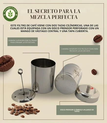 Vista 6 de Nature's Own Cafetera con filtro Phin del sur de la India, de acero inoxidable, cafetera Madras de 3 a 4 tazas, cafetera permanente Kaapi