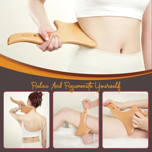 Vista 2 de Herramienta de raspado de masaje de madera, masajeador de drenaje linfático para anticelulitis, alivia el dolor muscular, esculpir el cuerpo