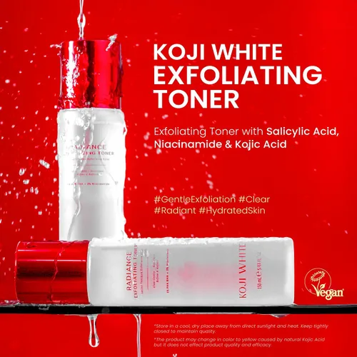 Vista 2 de Koji White Tónico exfoliante para cara, 5% de tóner PHA BHA 2% niacinamida, ácido kójico y ácido hialurónico Tónico facial hidratante y calmante