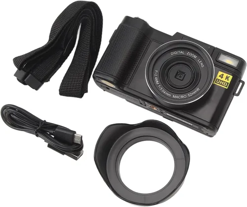 Vista 7 de Cámara digital 4K, 3 pulgadas, 48 MP, 16X, zoom de 180°, cámara de vlogging antivibración con función de belleza facial, para adolescentes, adultos