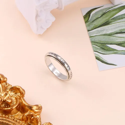 Vista 15 de Ladytree Anillo giratorio de plata de ley S925 para ansiedad, anillo inspirador de promesa, ansiedad, preocupación, alivio del aburrimiento, TDAH